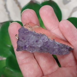 Amethyst Crystal Pendant, Plated, Purple